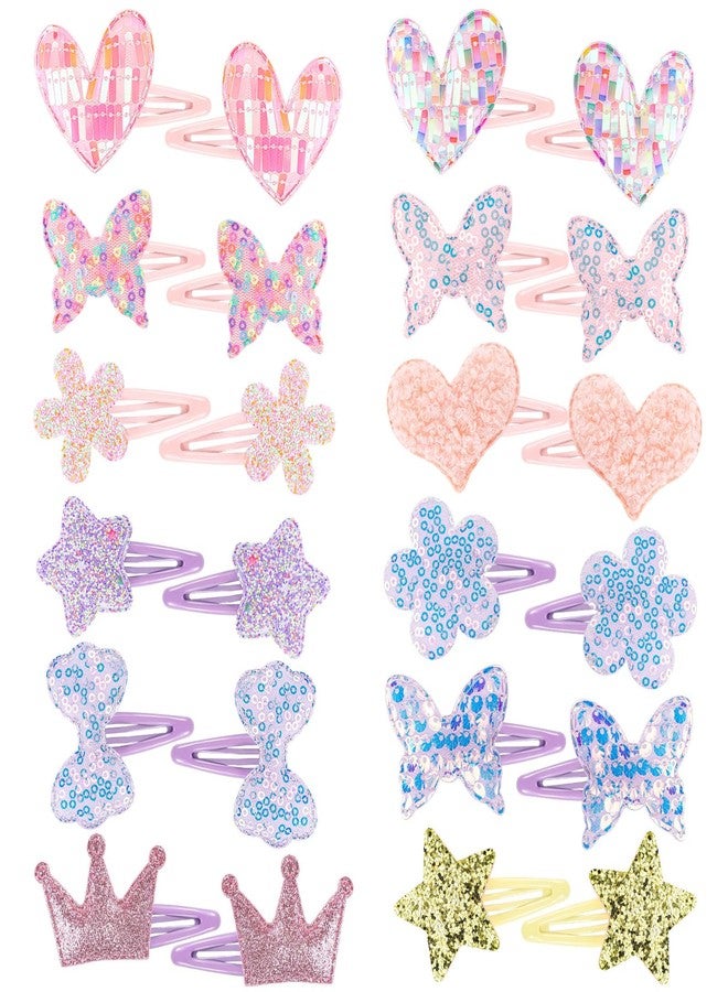 obeoby 24 Pack Toddler Hair Clips for Girls, Star Heart Butterfly Shaped Hair Barrettes Metal Snap Hair Clips Hair Accessories for Baby Girls Holiday Birthday Gifts - Image 1